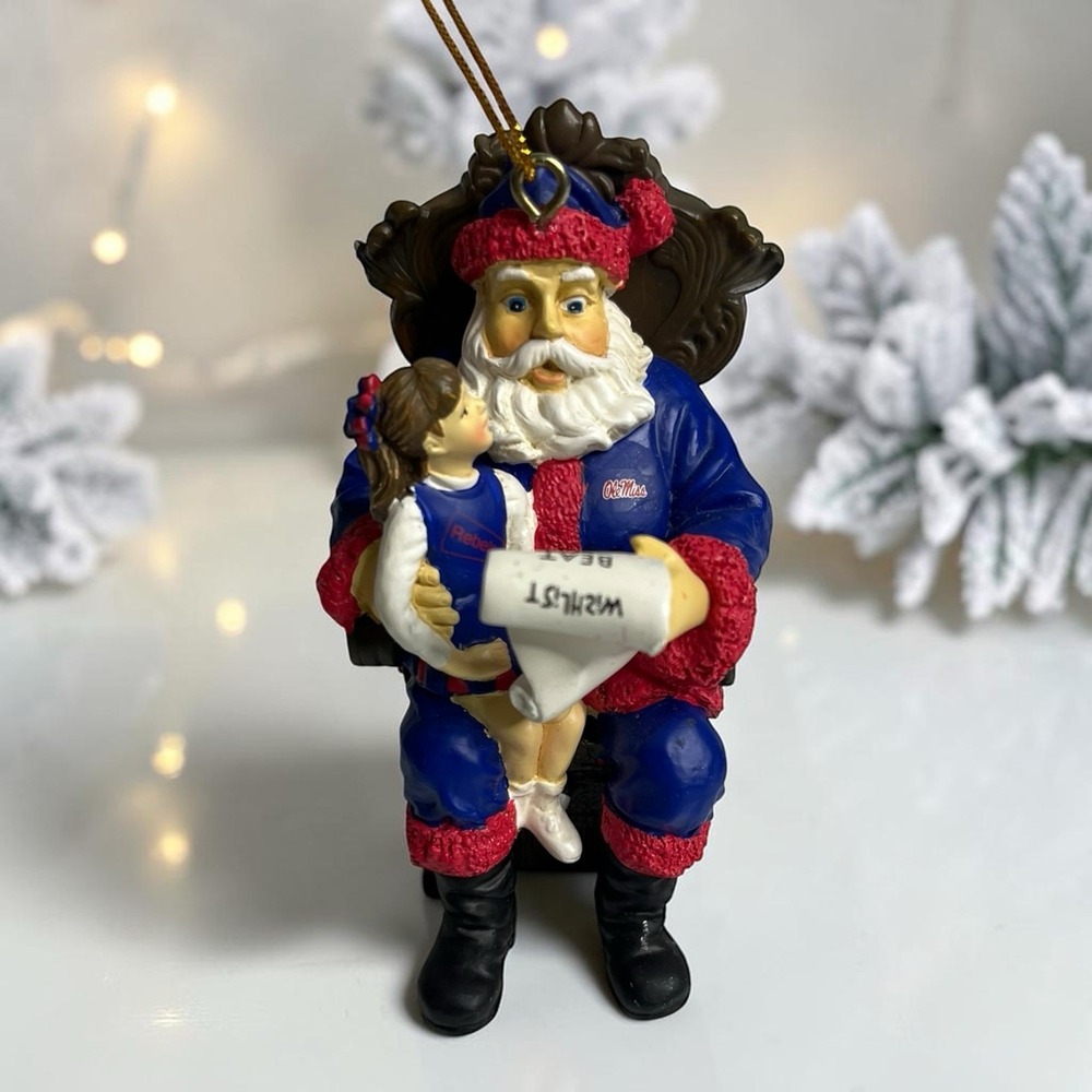 Ole Miss Rebels Wishlist Santa Christmas Ornament Memory Company Vintage NCAA